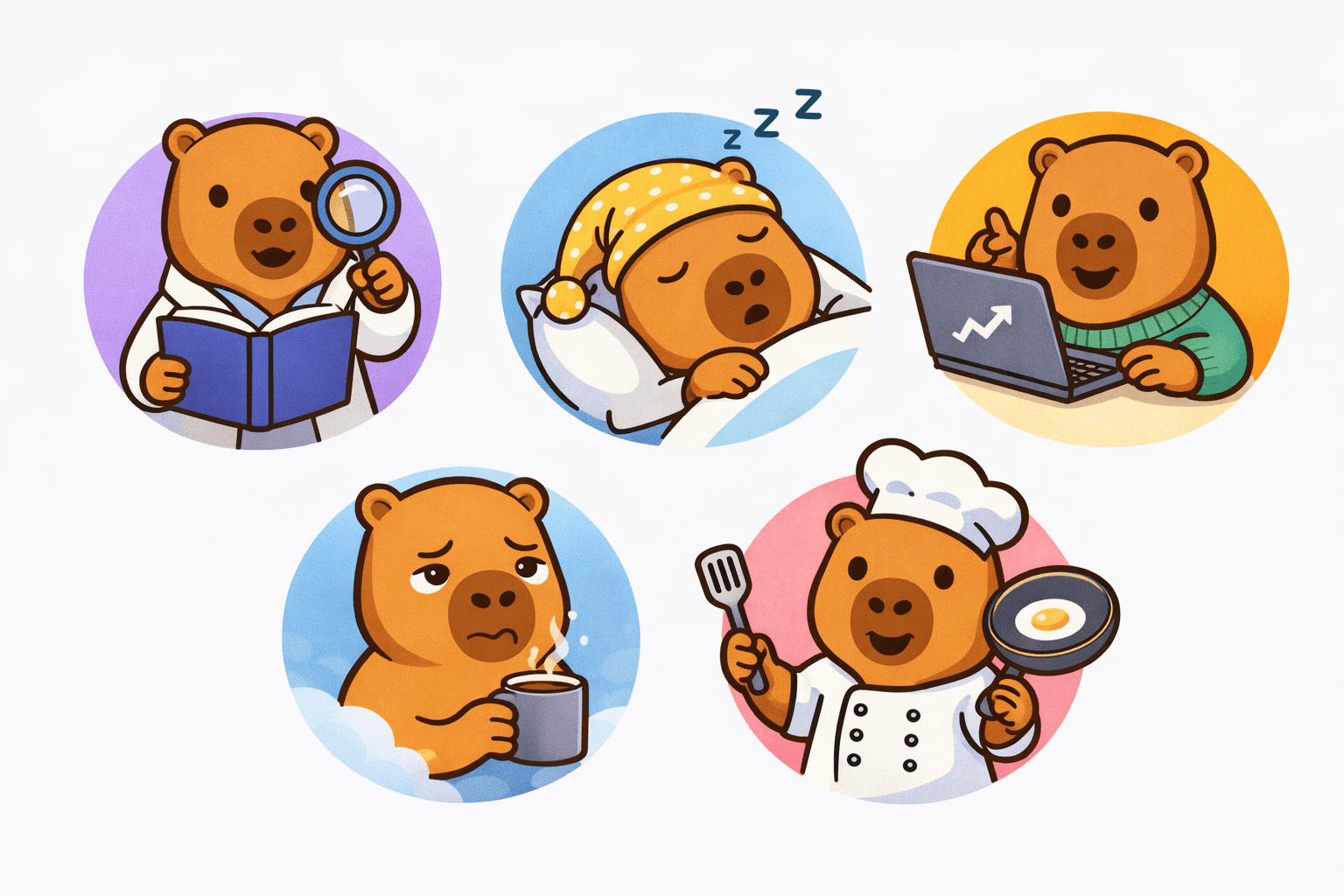Capybara studying KNM illustration